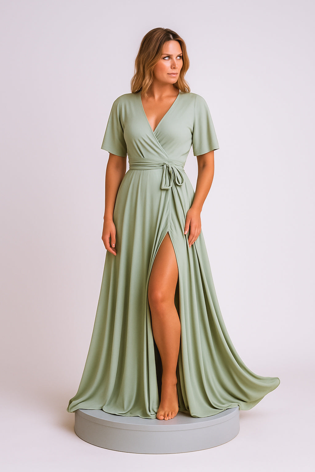 Flutter Sleeve Wrap Dress