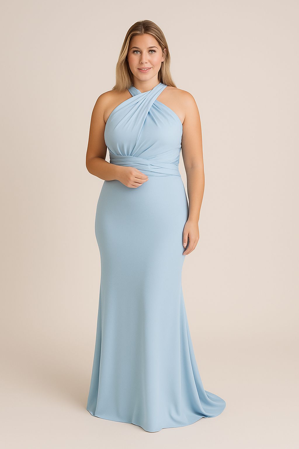 Powder Blue Fishtail Multiway Dress