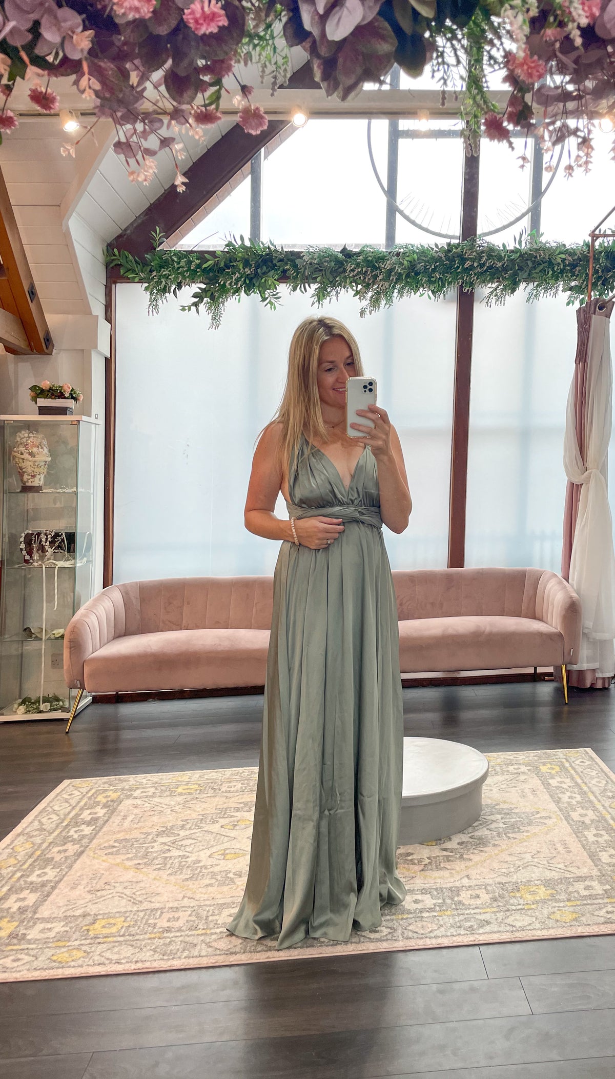 Olive Satin Multiway Dress