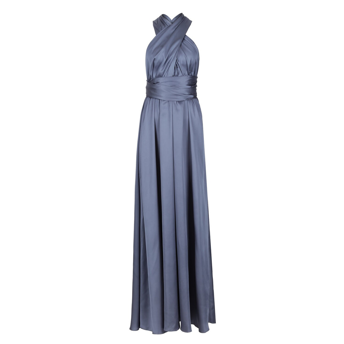 Slate Blue Satin Multiway Dress