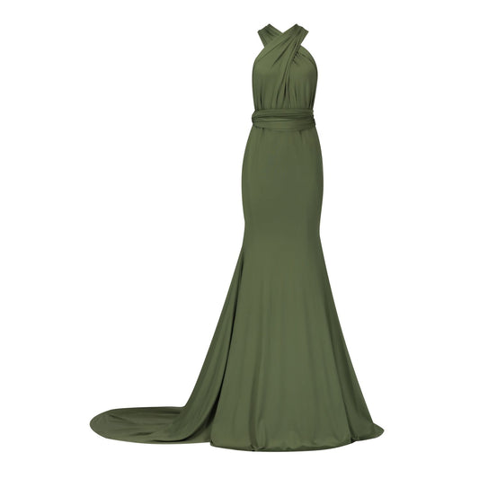 Hunter Green Fishtail Multiway Dress