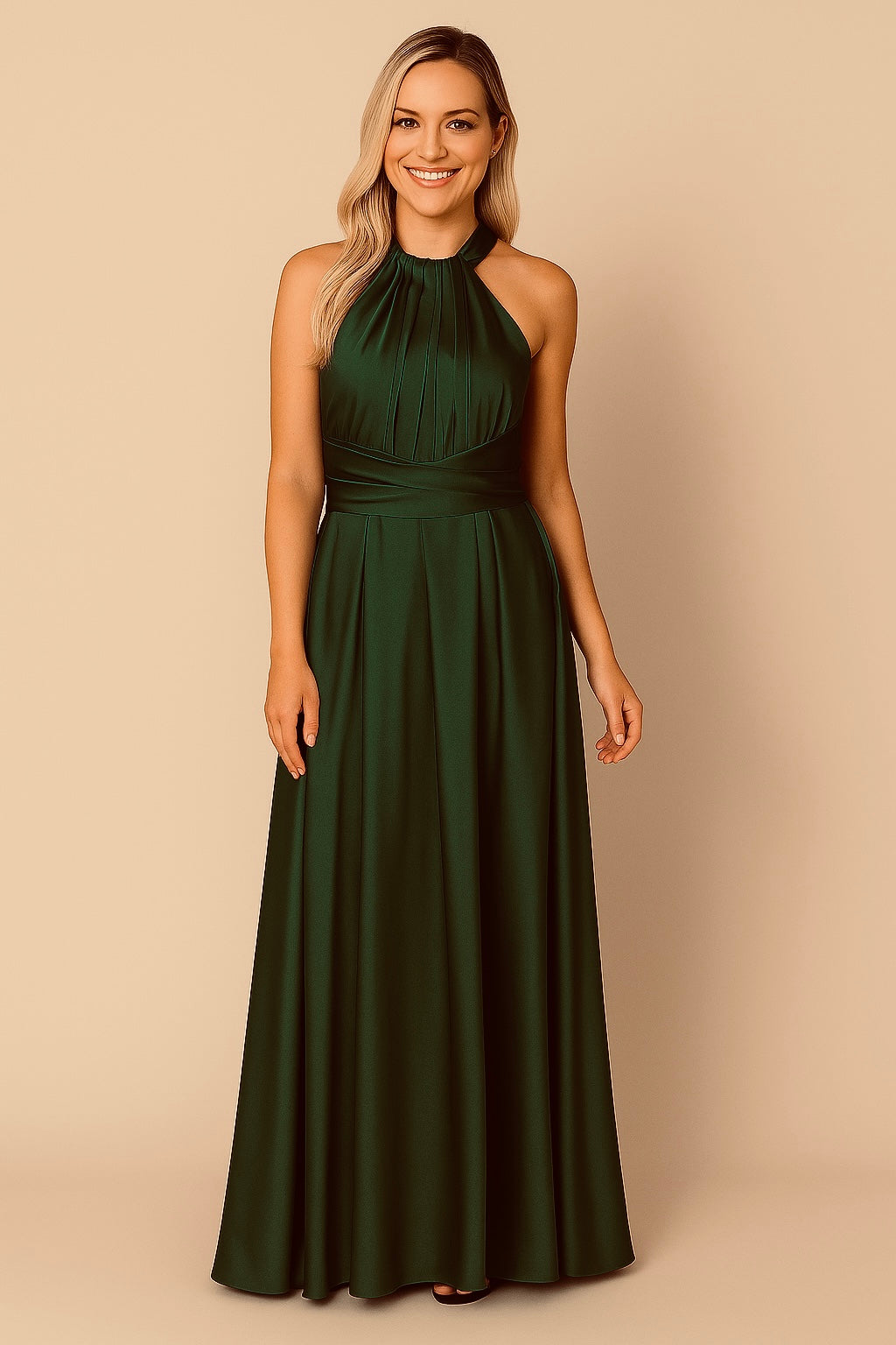 Emerald Satin Multiway Dress