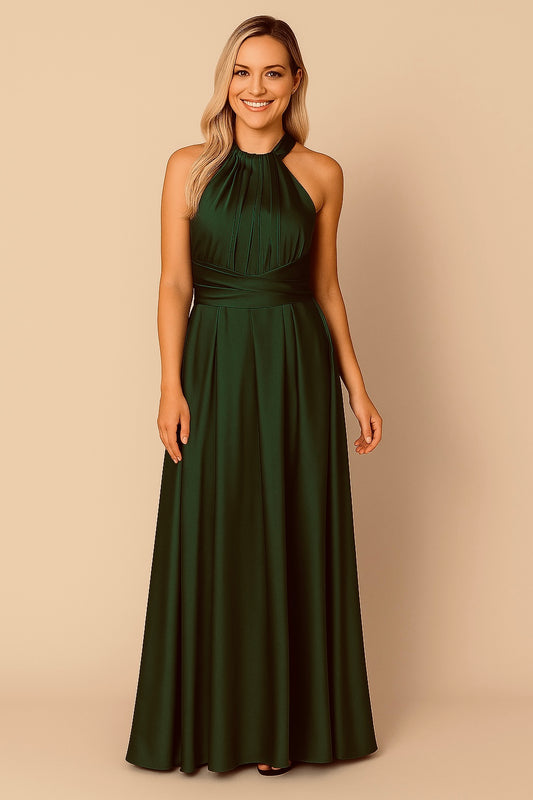 Emerald Satin Multiway Dress