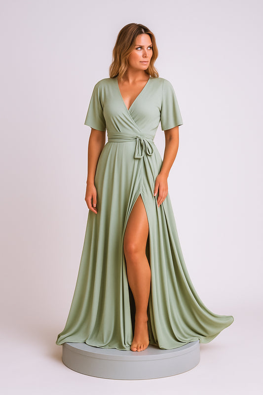 Flutter Sleeve Wrap Dress