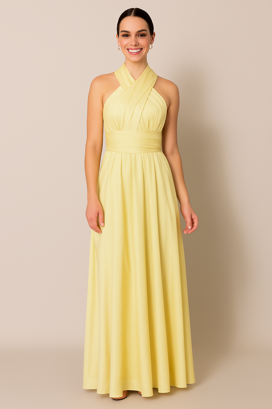 Butter lemon Satin Multiway Dress