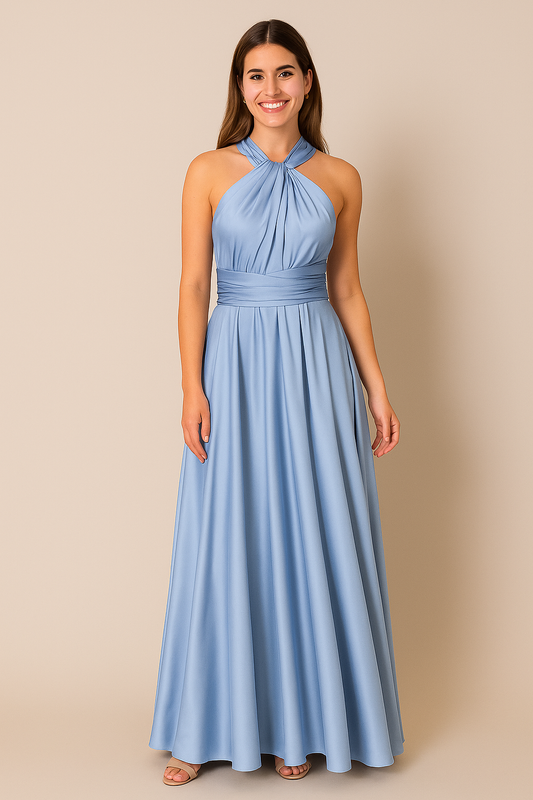 Cornflower Blue Satin Multiway Dress